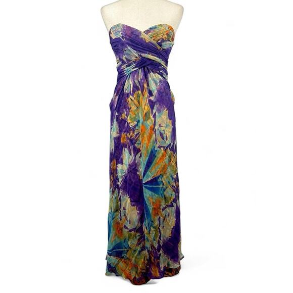 Guess By Marciano Tropical Artsy Print Wrap Strapless Maxi Dress XS - Picture 1 of 6